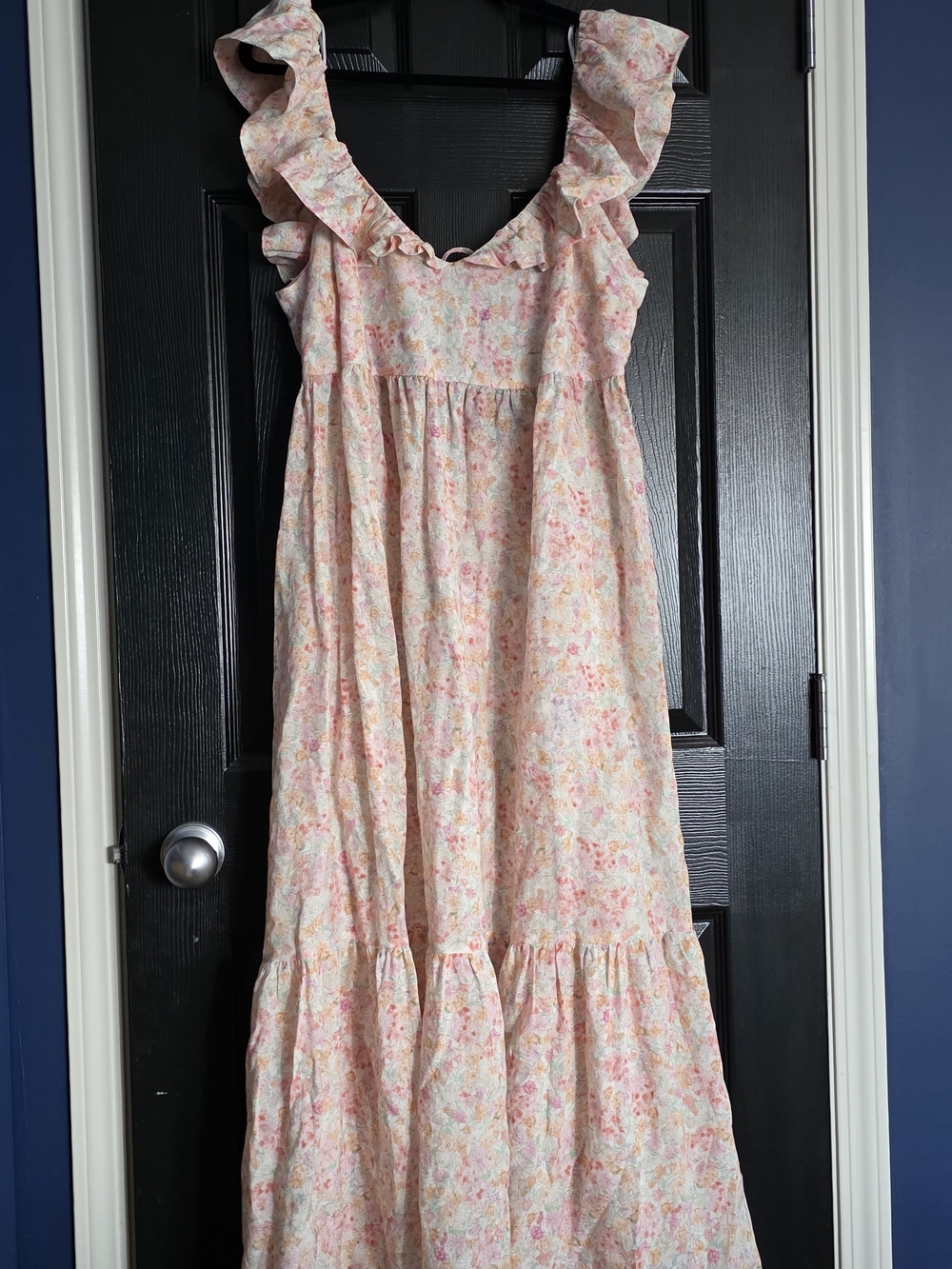 H&M Pink Floral Ruffle Maxi Dress